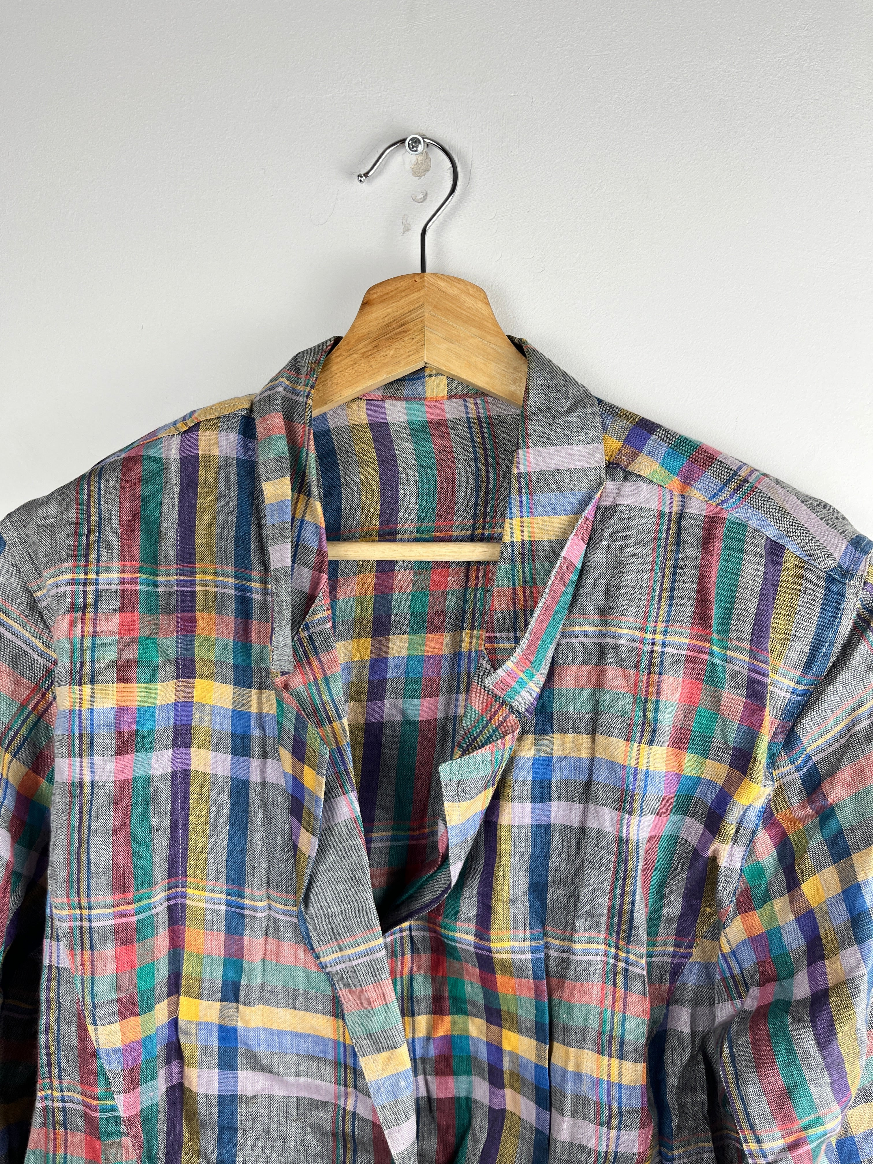 Vintage 100% Linen Madras Plaid Blazer — Size M