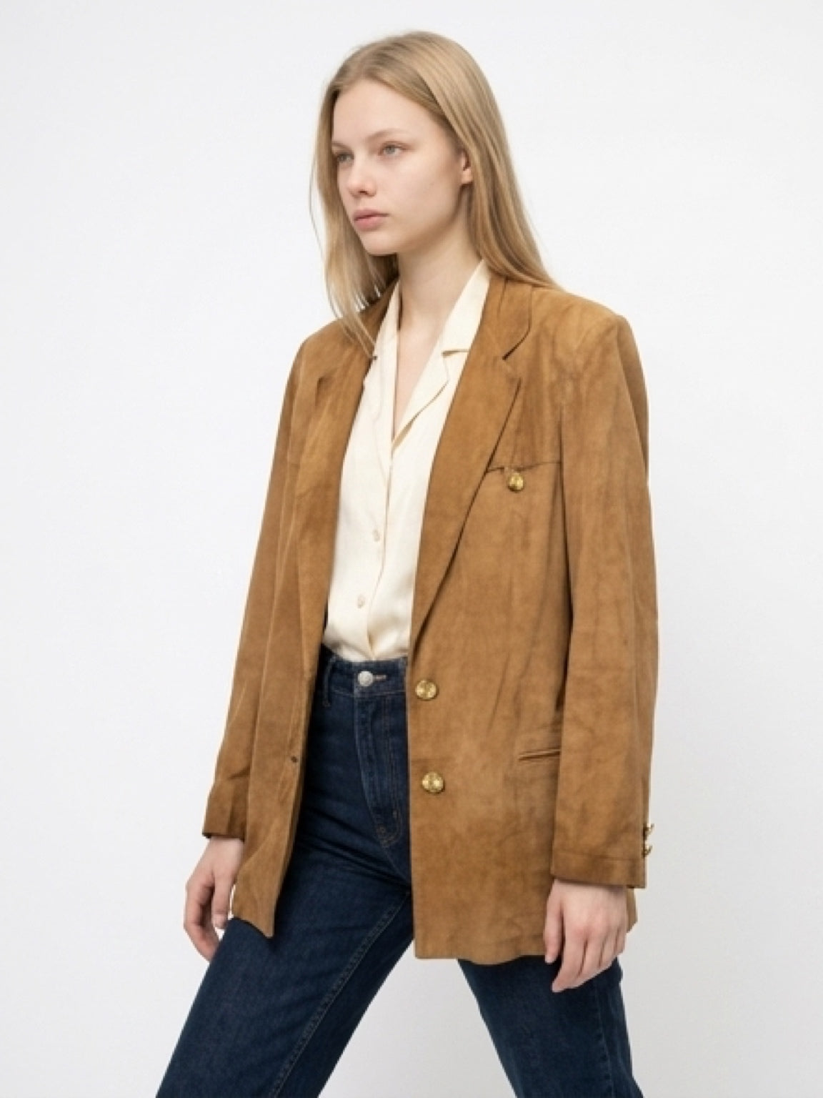 Suede Leather Vintage Blazer — Size M