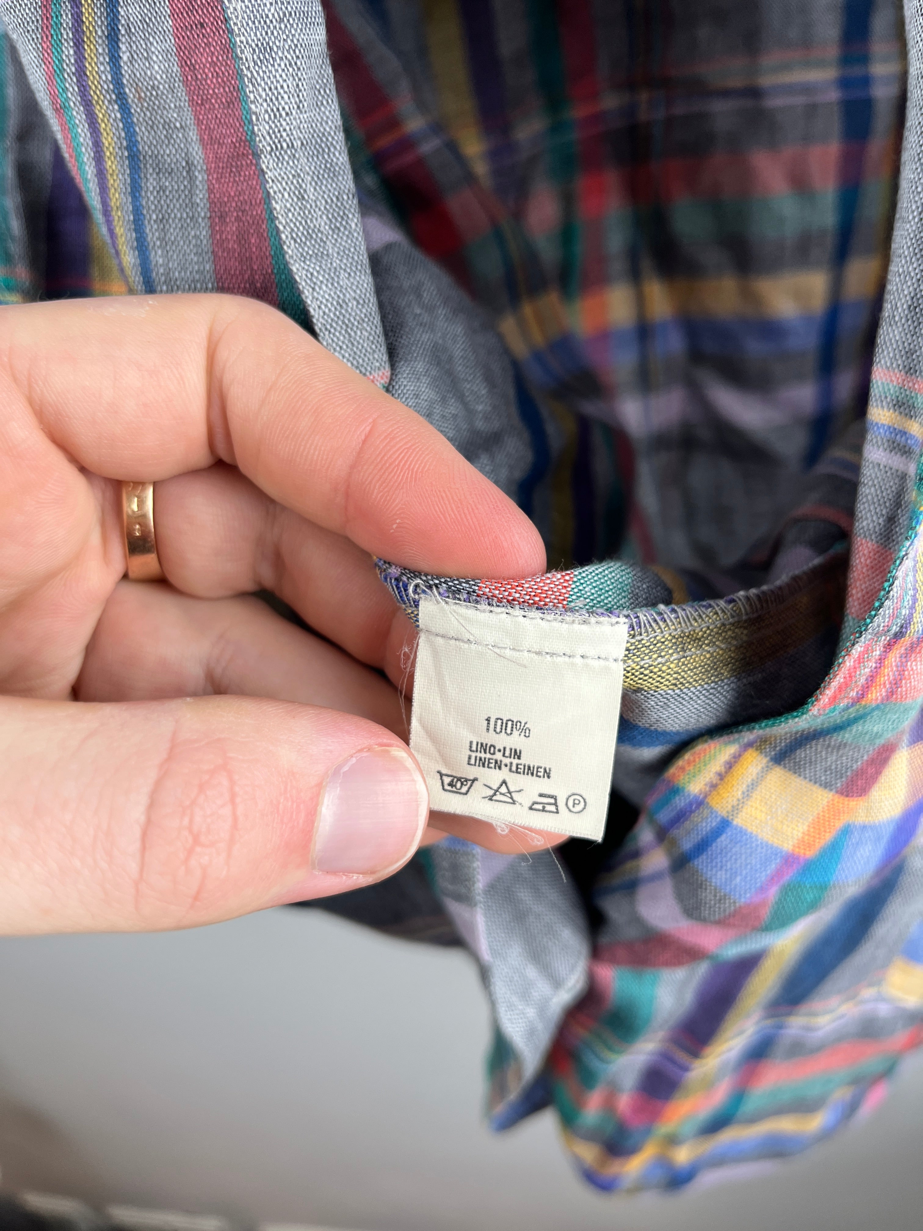 Vintage 100% Linen Madras Plaid Blazer — Size M