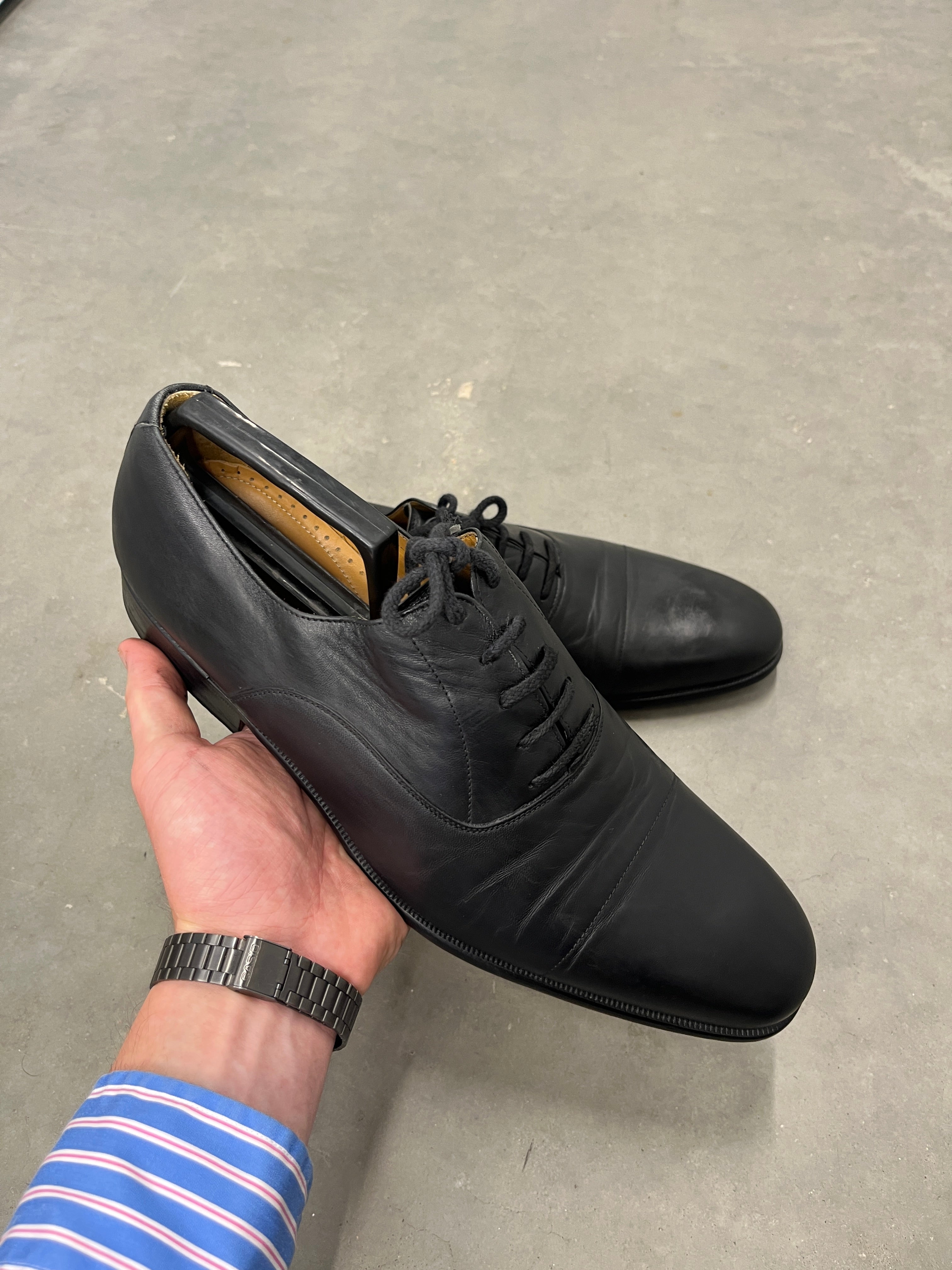 Magnanni Black Leather Oxford Shoes — EU 44½ / US 11