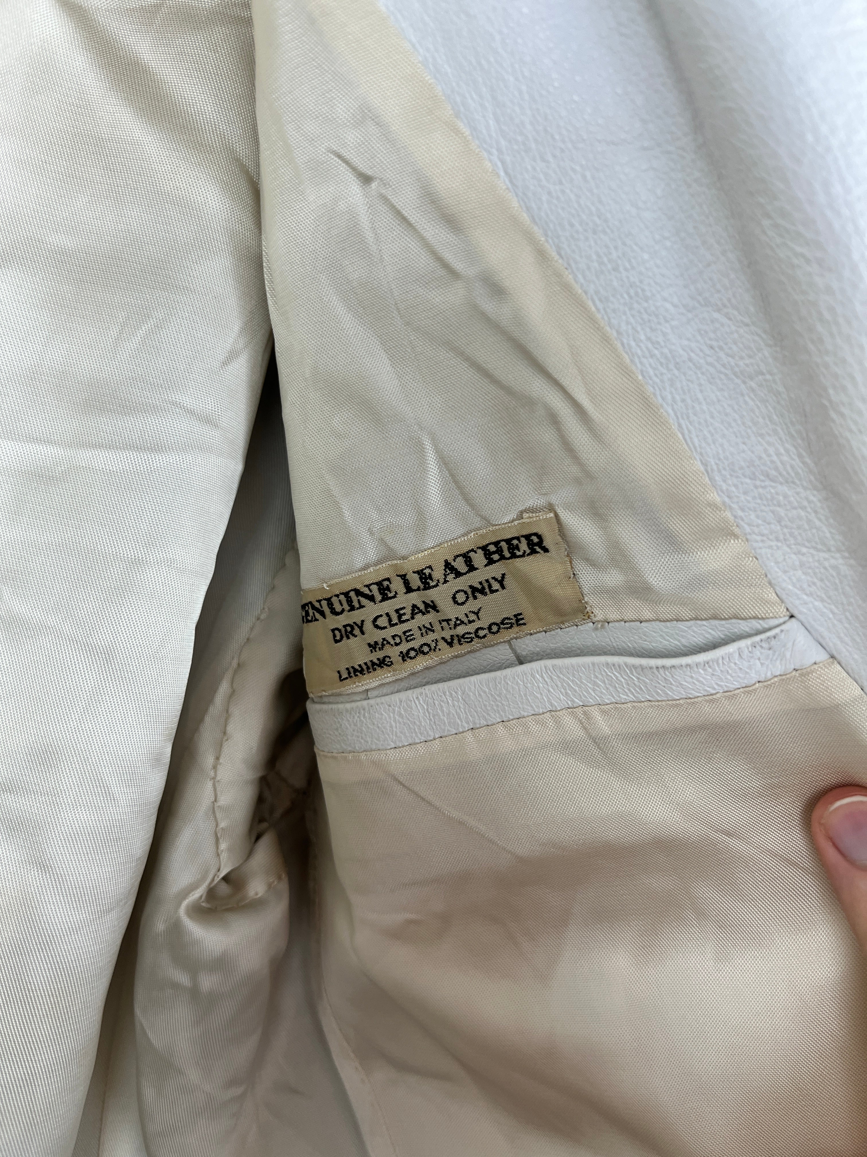 Roberto Chiave Vintage White Leather Blazer – Size M