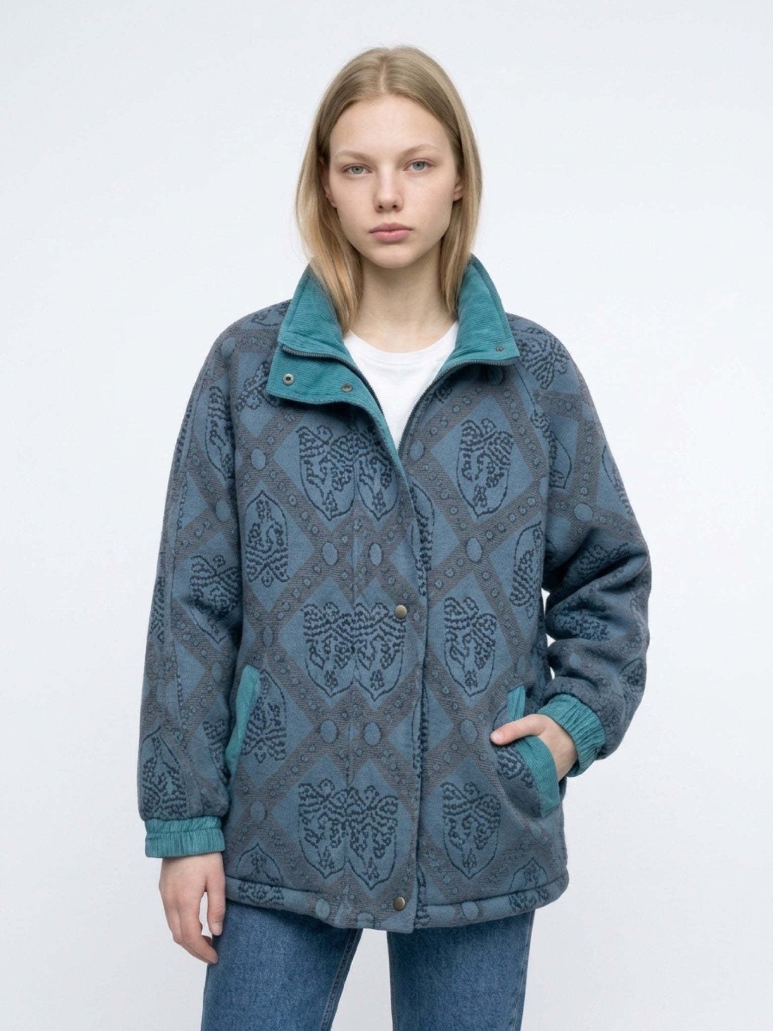 Vintage Reversible Jacquard Jacket – Size M