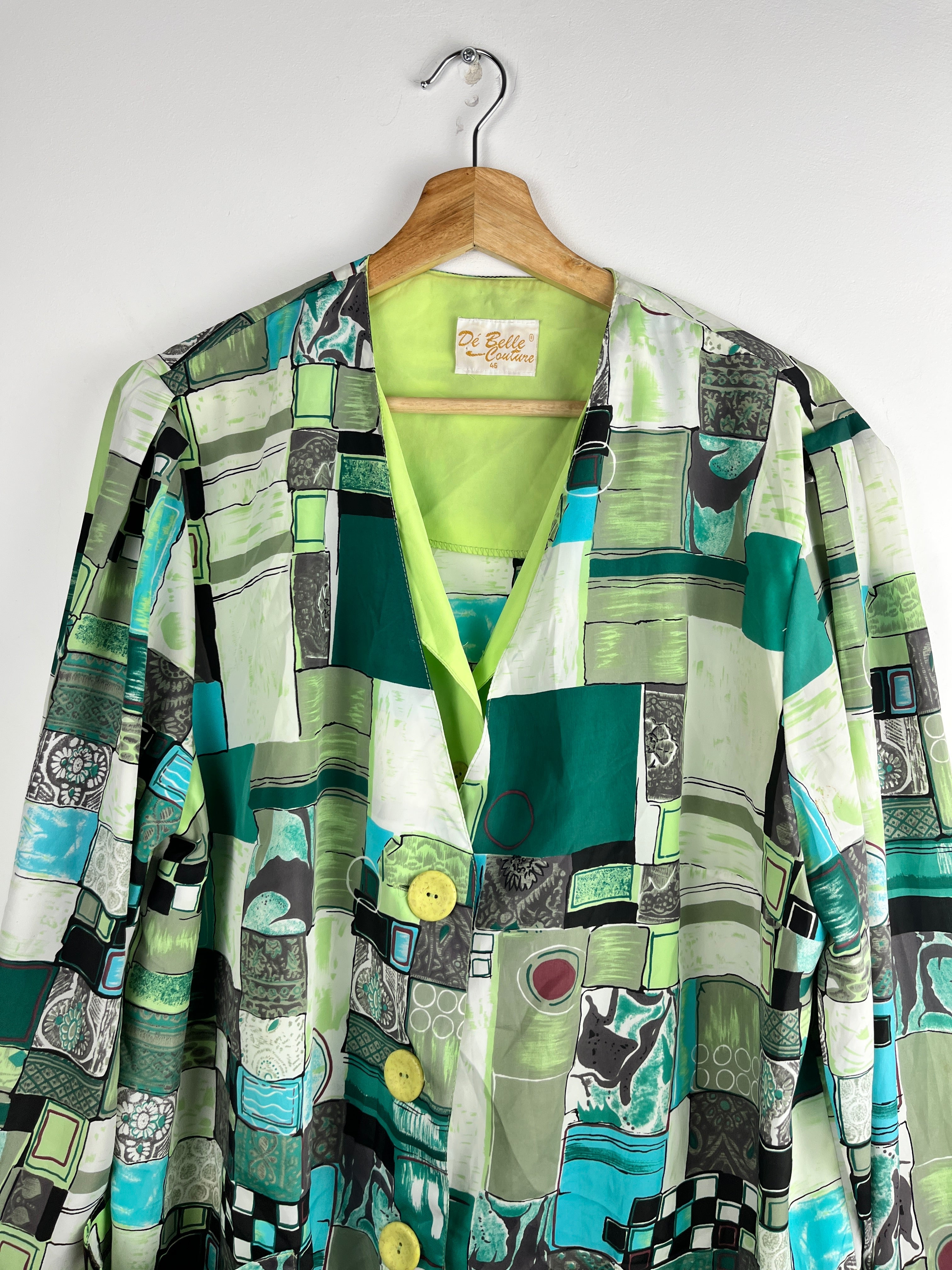 Vintage Dé Belle Couture Green Print Jacket – Size M