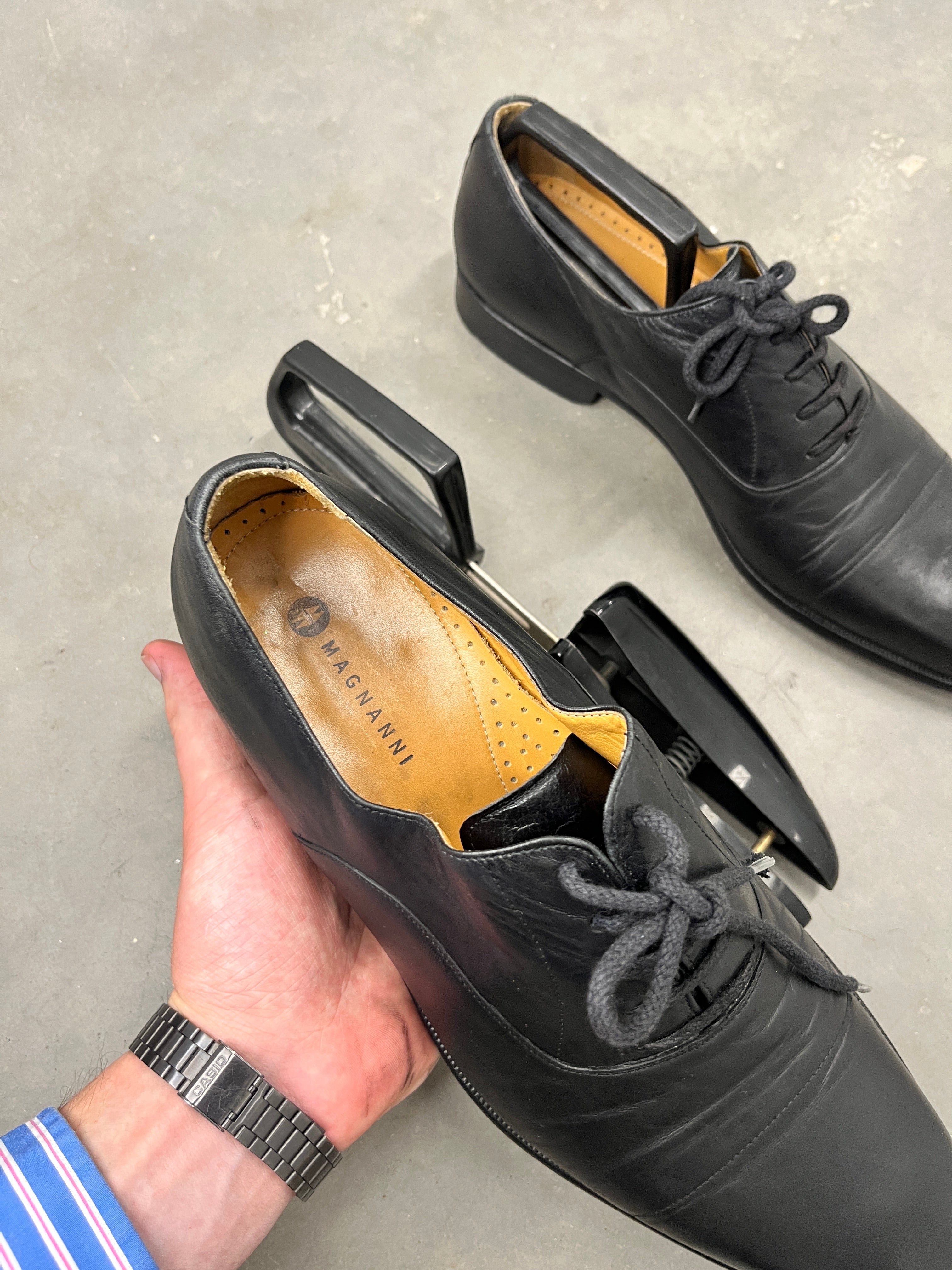 Magnanni Black Leather Oxford Shoes — EU 44½ / US 11