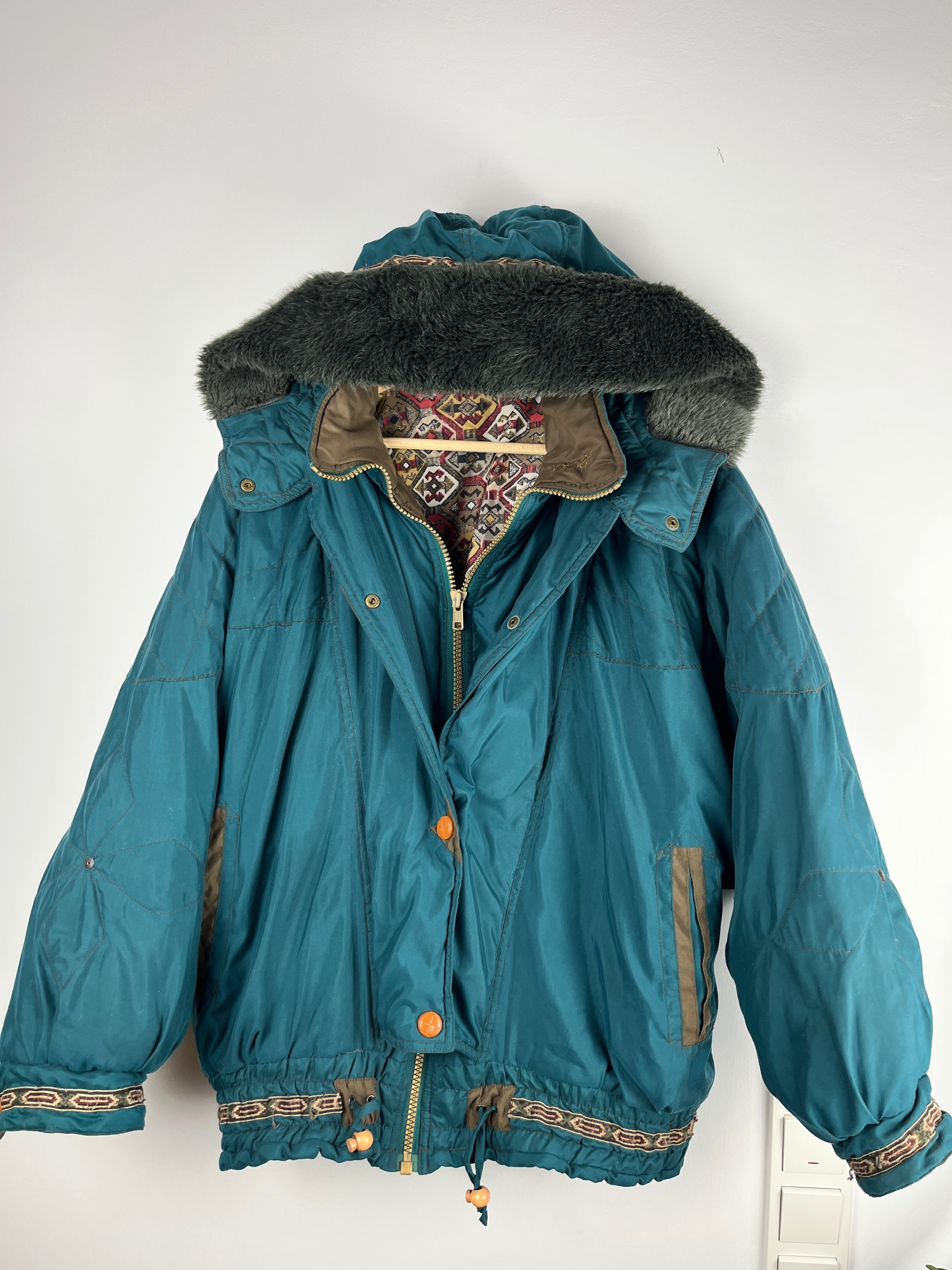 Vintage Teal Parka Jacket — Size M