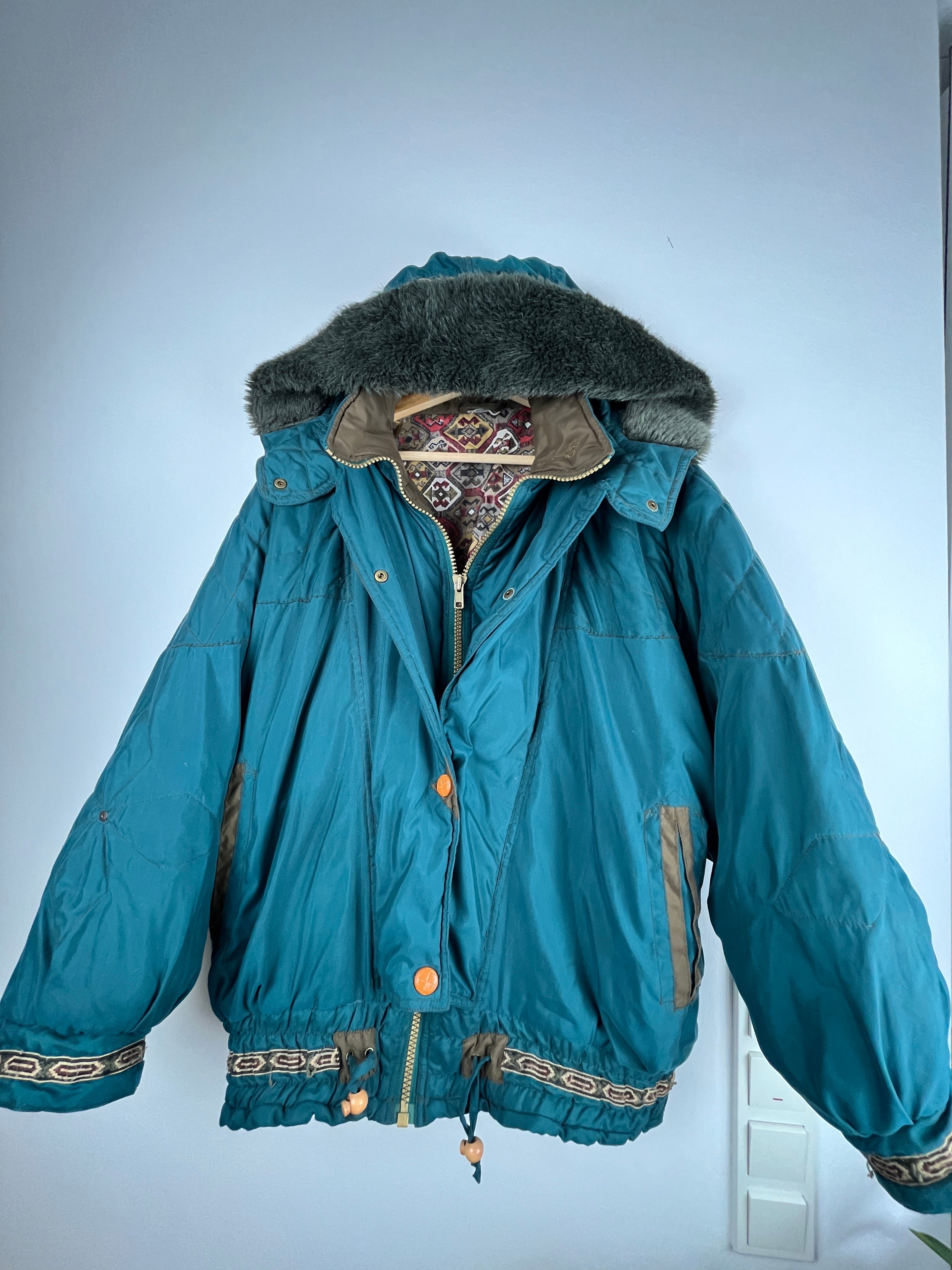 Vintage Teal Parka Jacket — Size M