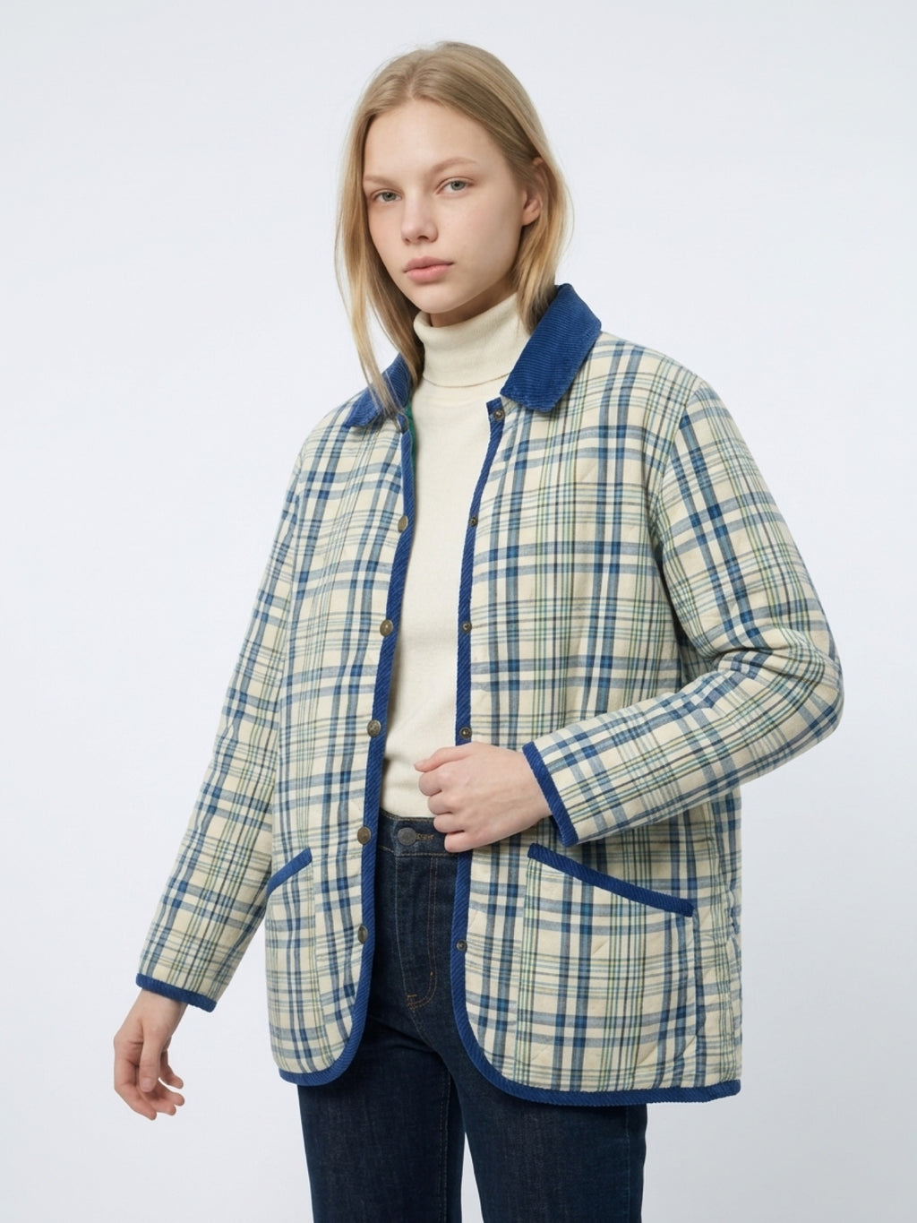 Gianolini Donna Vintage Quilted Plaid Jacket — Size M